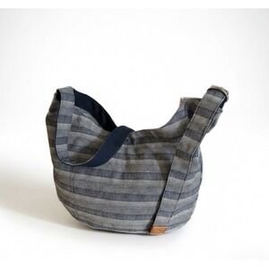 Thirty One Bag Blue‎ Weave Striped Soft Boho Shopping Weekend Farmers Market Day